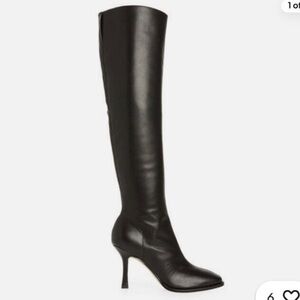 Jeffrey Campbell Ziletta Tall Heeled Boot Black Leather Square Toe
